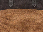 HIMIZA: Black & Khaki Sisal and Leather Shopper