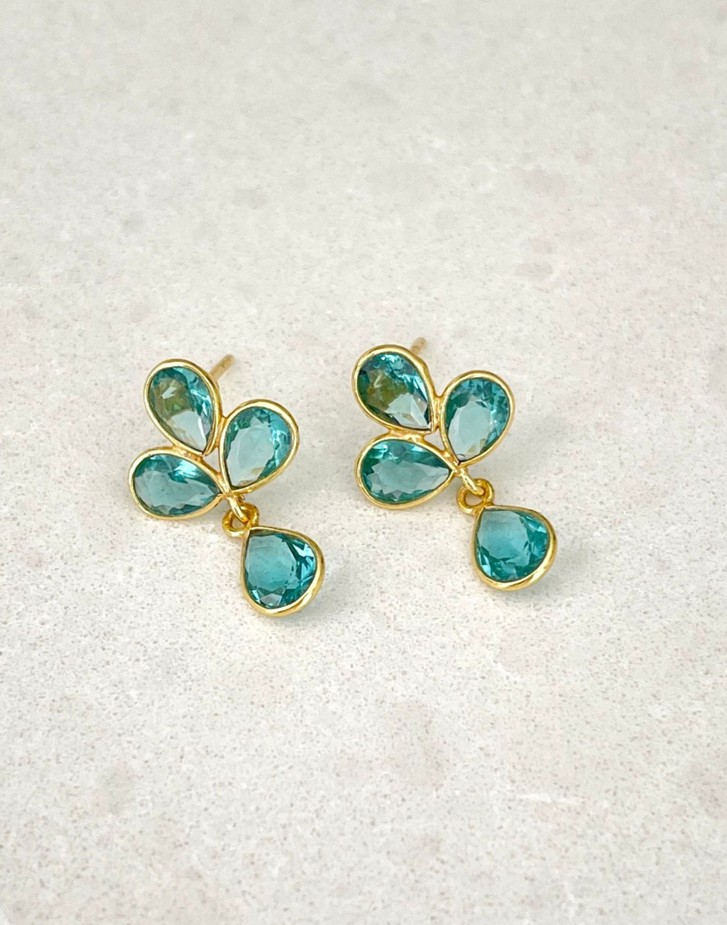 Petal Blue Topaz Drop Earrings