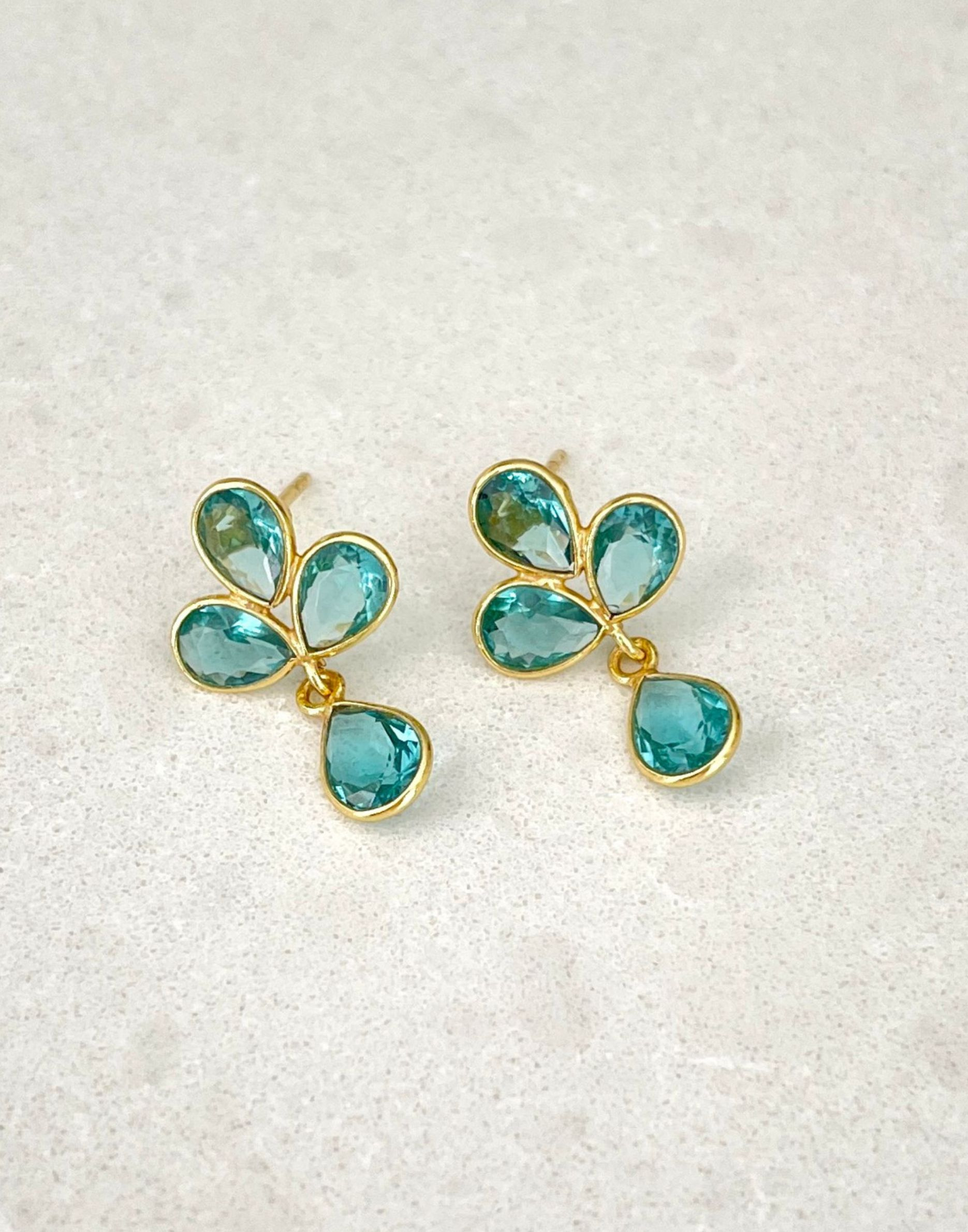 Petal Blue Topaz Drop Earrings