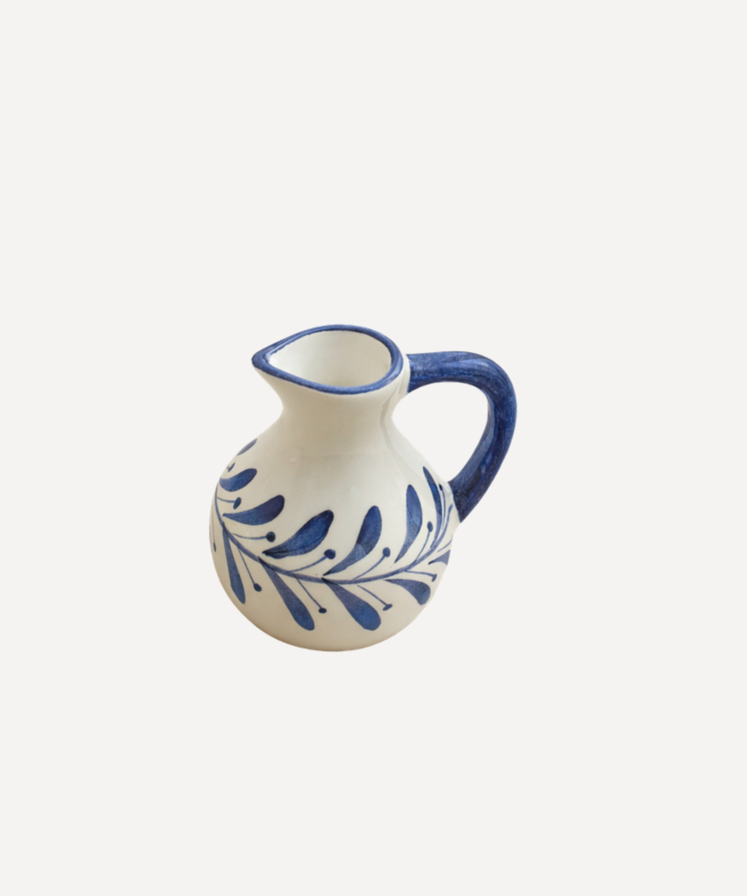 Helecho Creamer | Hand-Painted Fern Wreath Ceramic, Deep Blue