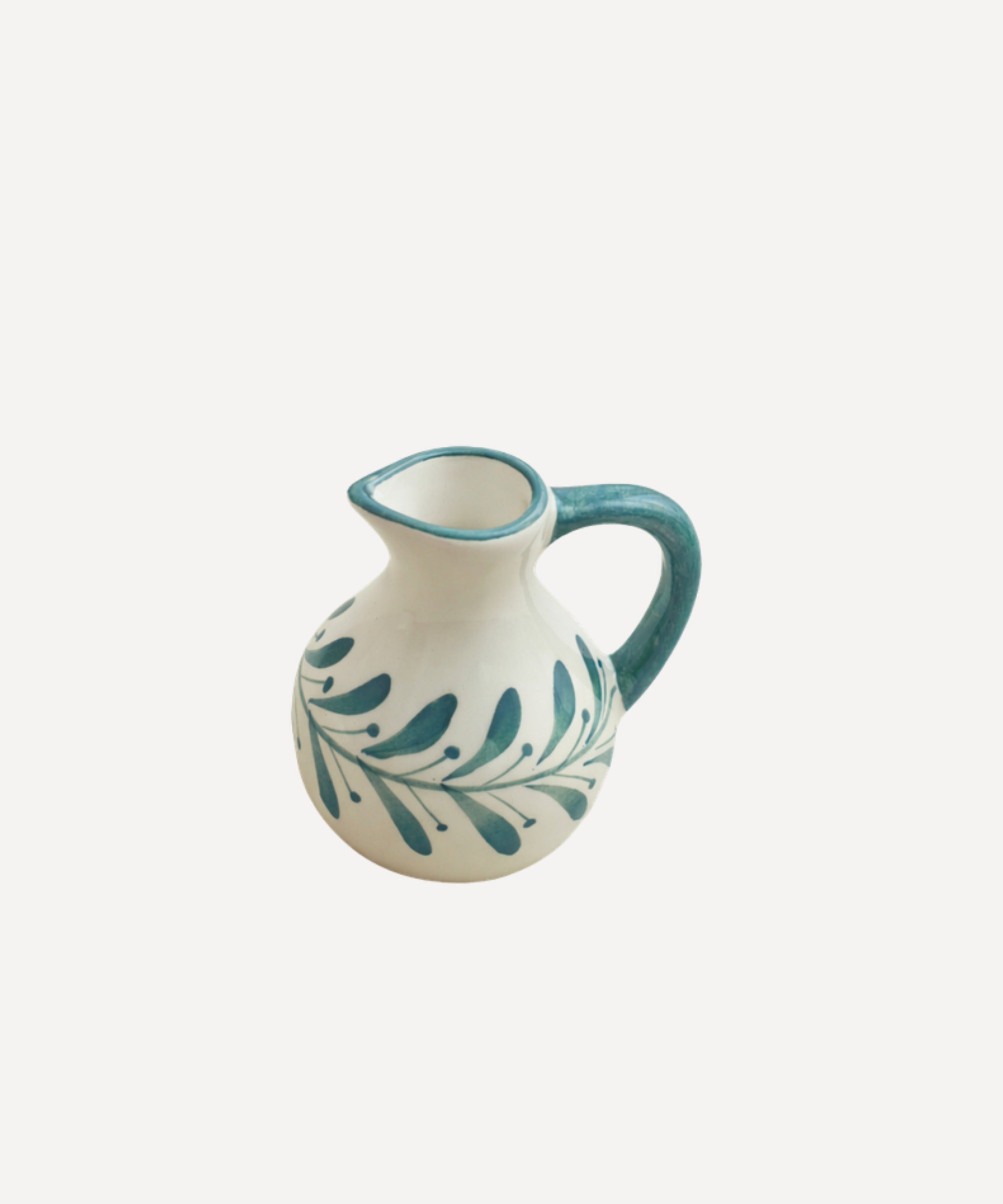 Helecho Creamer | Hand-Painted Fern Wreath Ceramic, Teal