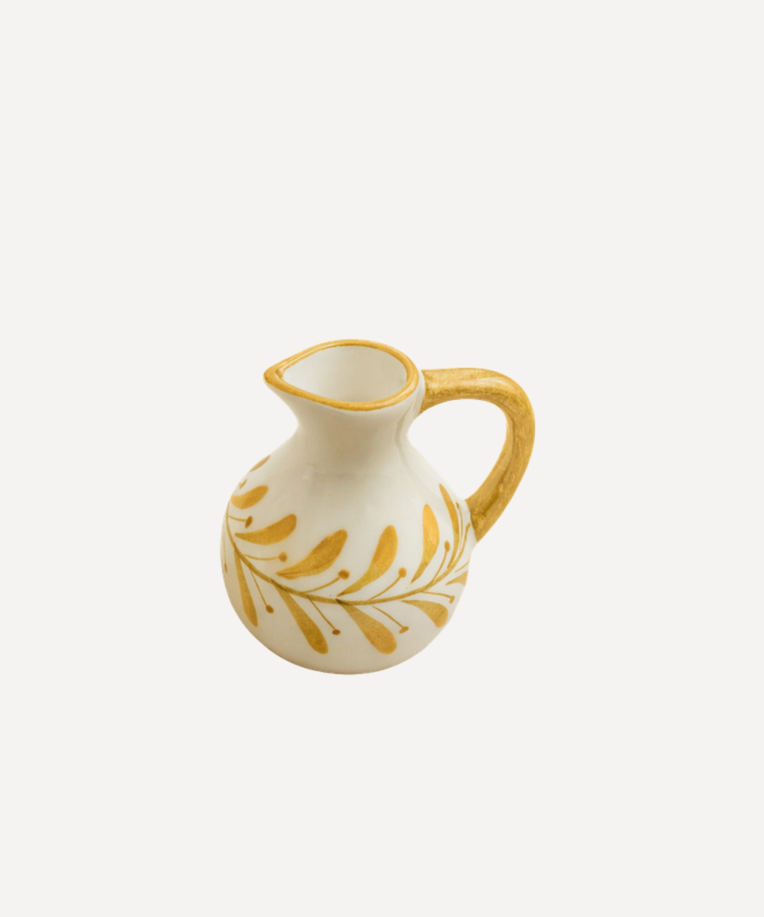 Helecho Creamer | Hand-Painted Fern Wreath Ceramic, Golden Yellow