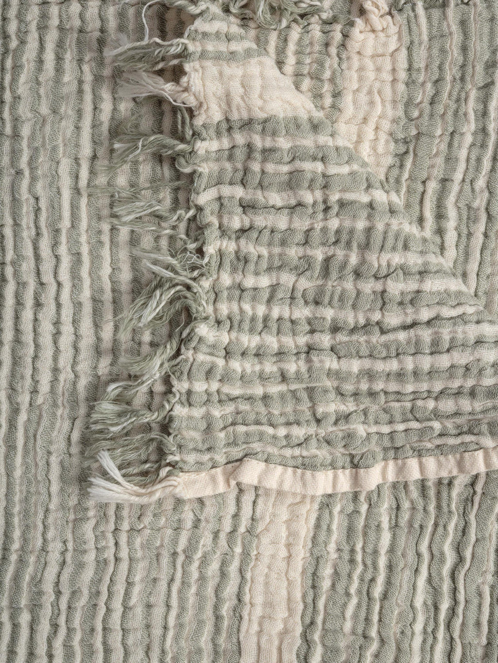 The Sorbet Collection: Matcha & White Stripe Muslin Towel