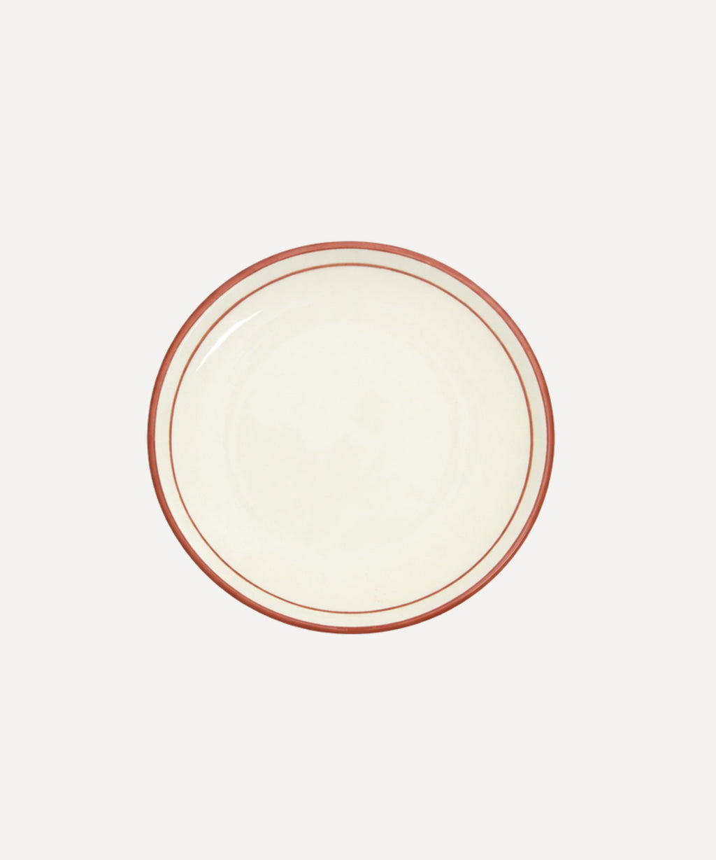 Rim Bread Plate | Hand-Painted Ceramic, Rust Red