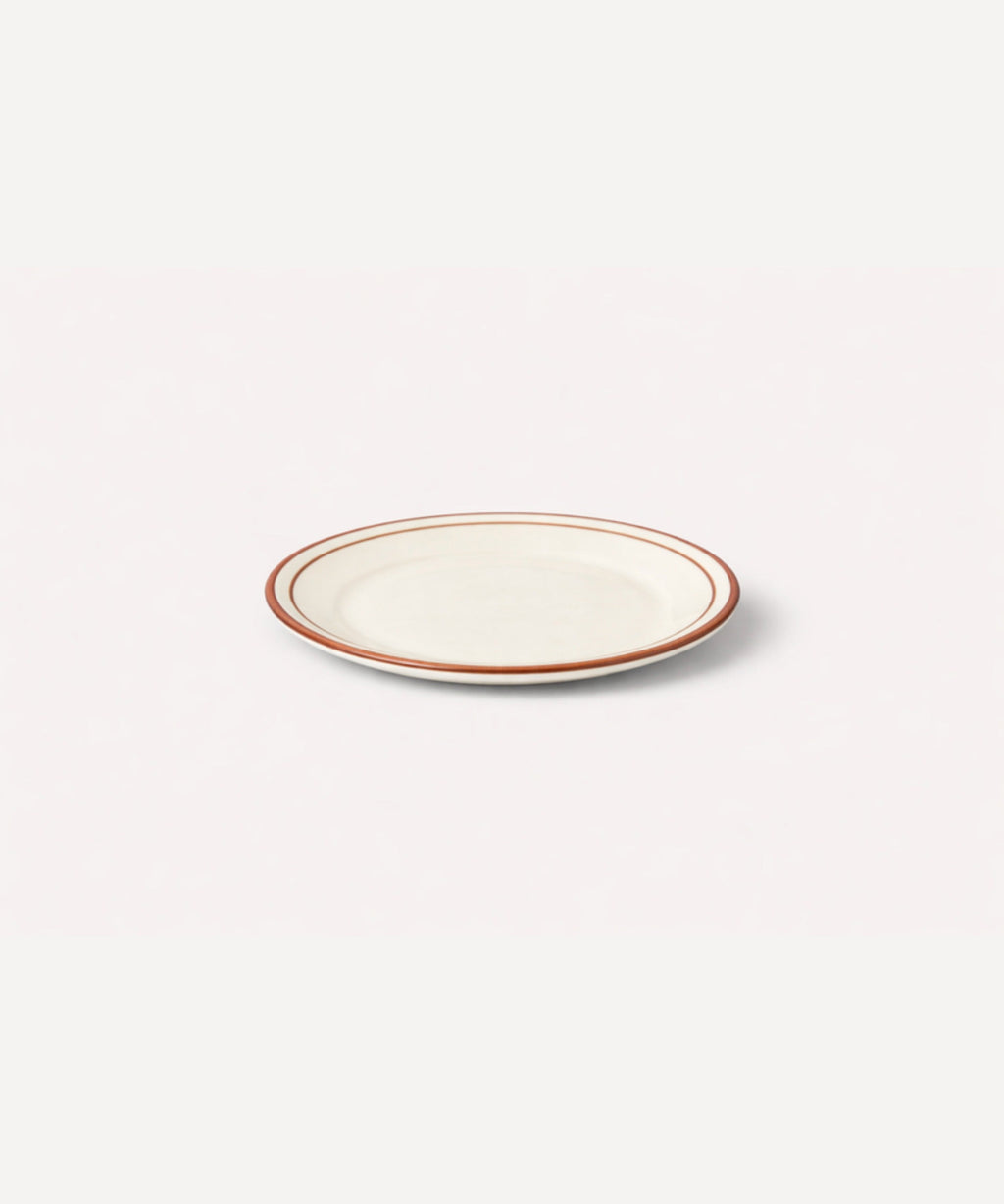 Rim Bread Plate | Hand-Painted Ceramic, Rust Red