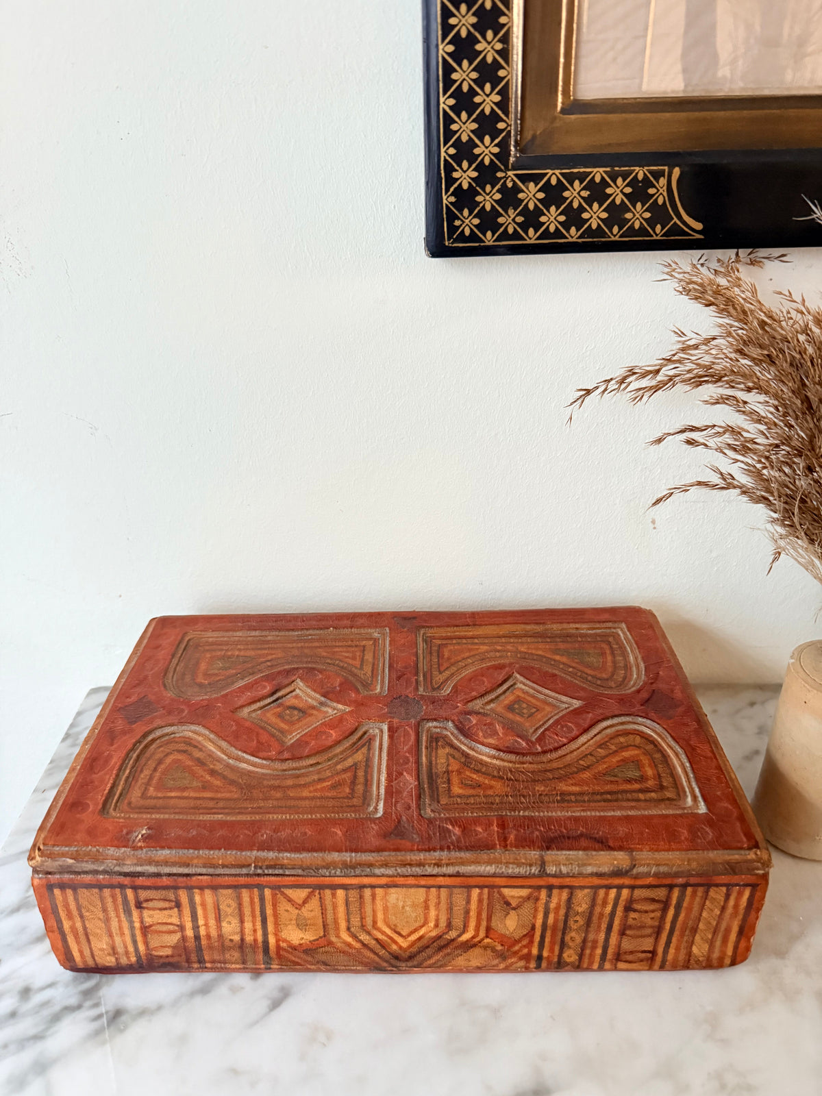 North African Hand-Tooled Leather Box, C1950