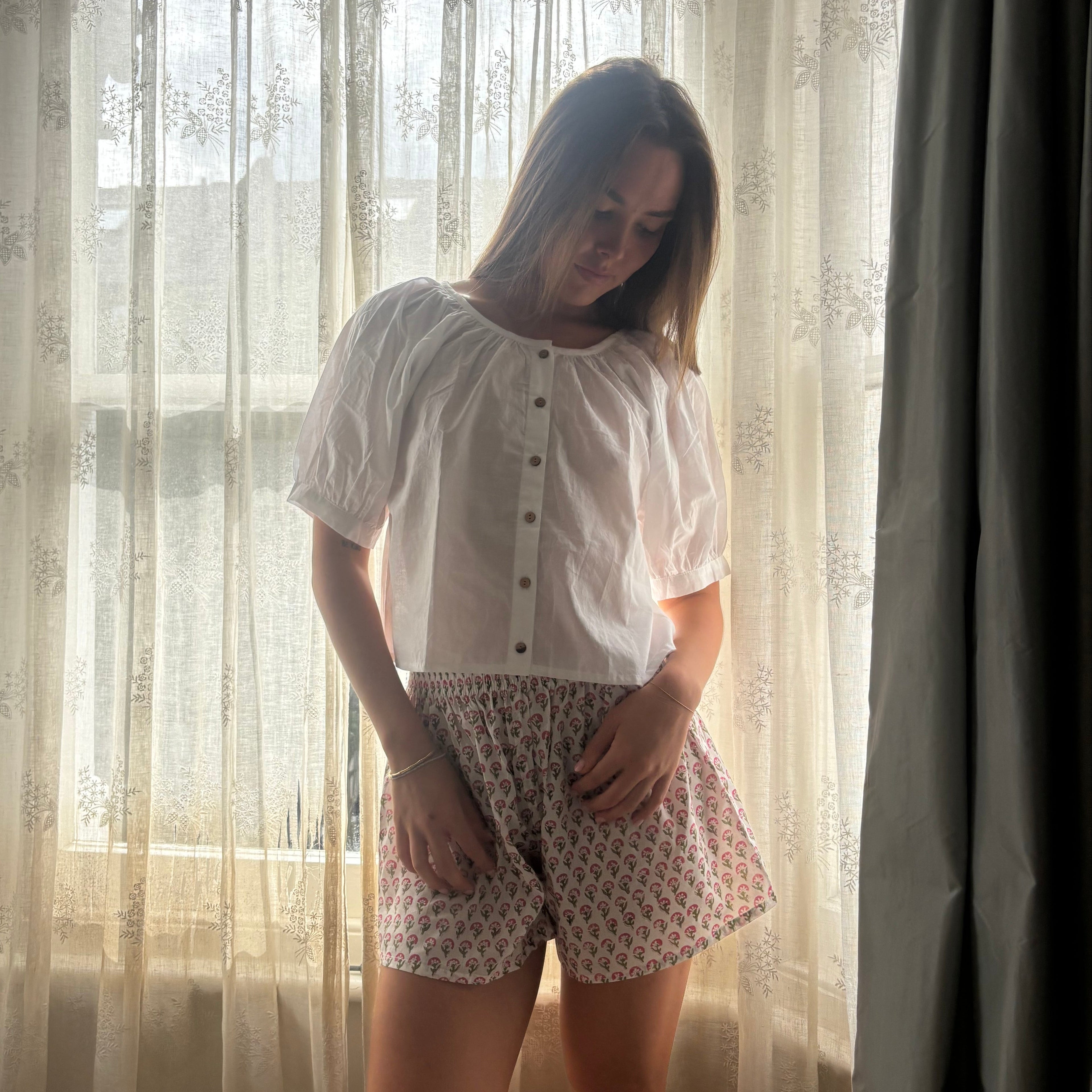 White Cotton  Pyjama Top
