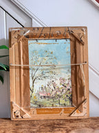 Roses: 1930s Double-Sided Painting with Blossom Trees on the Reverse and Original Gilt Frame