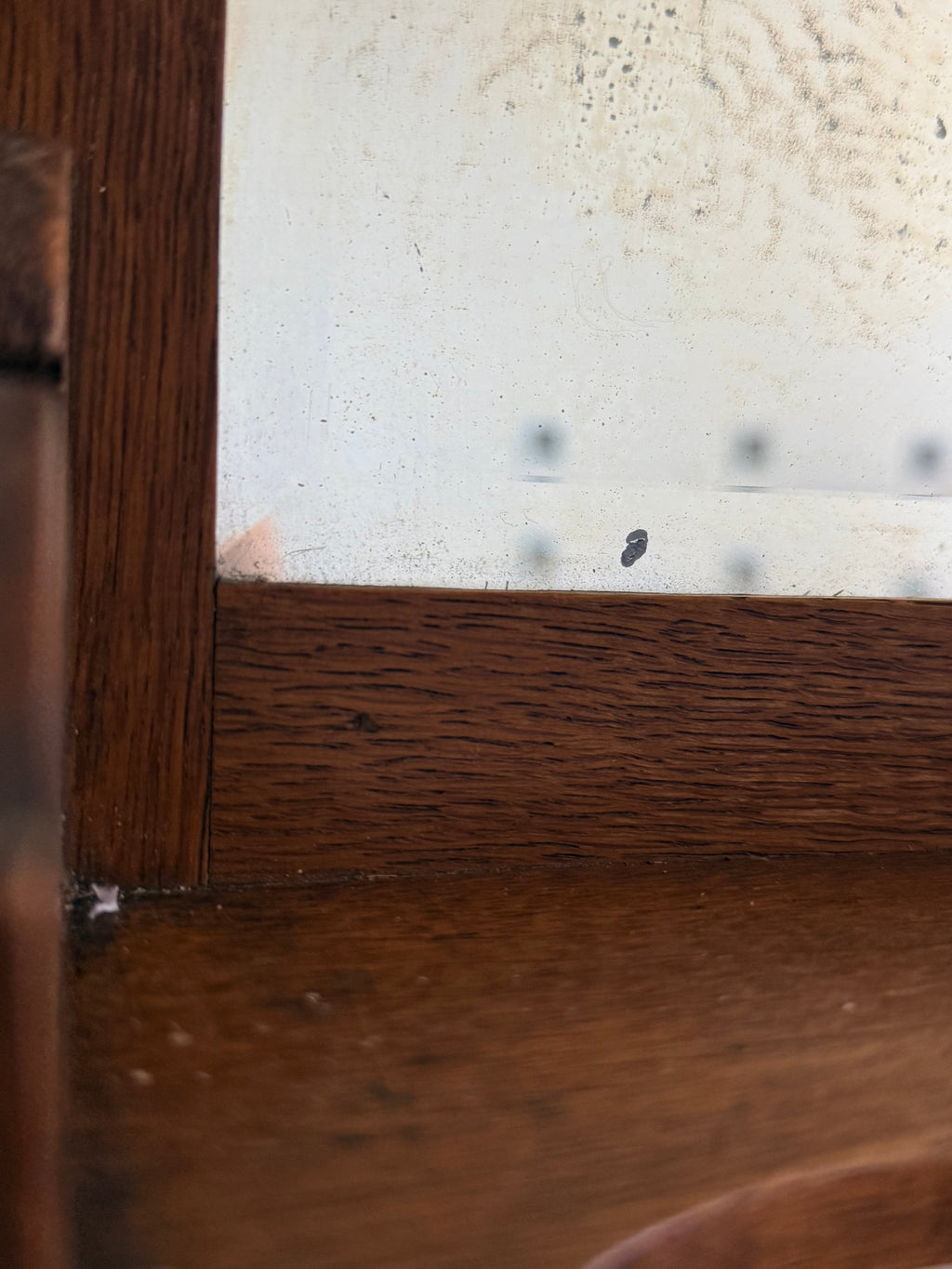 1920s French Oak Vanity or Shaving Mirror with Towel Rail