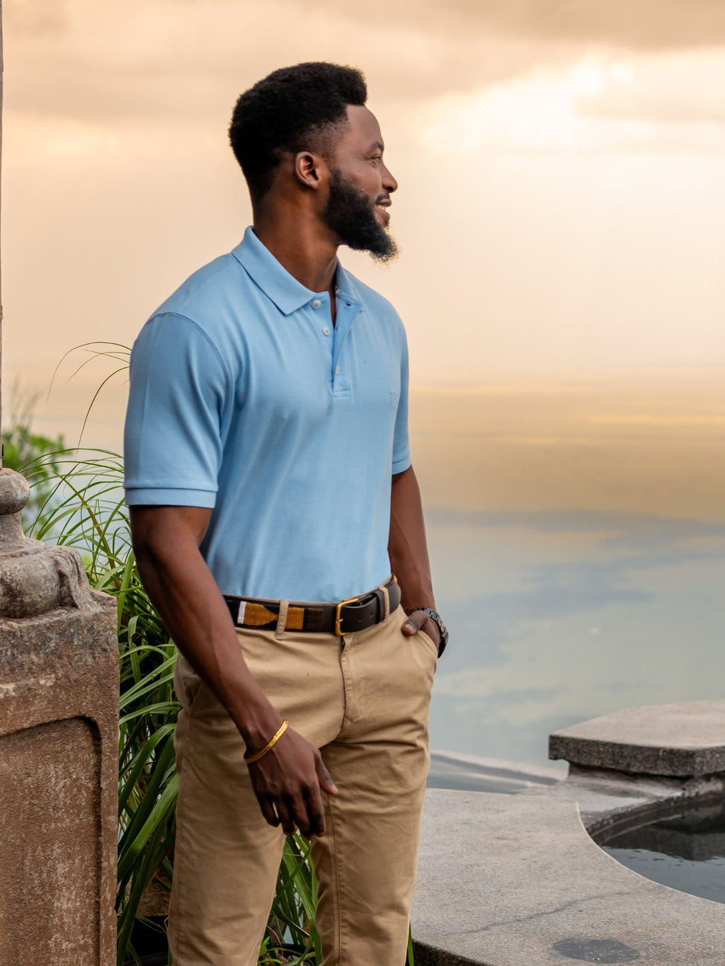 Light Blue Pique Cotton Polo