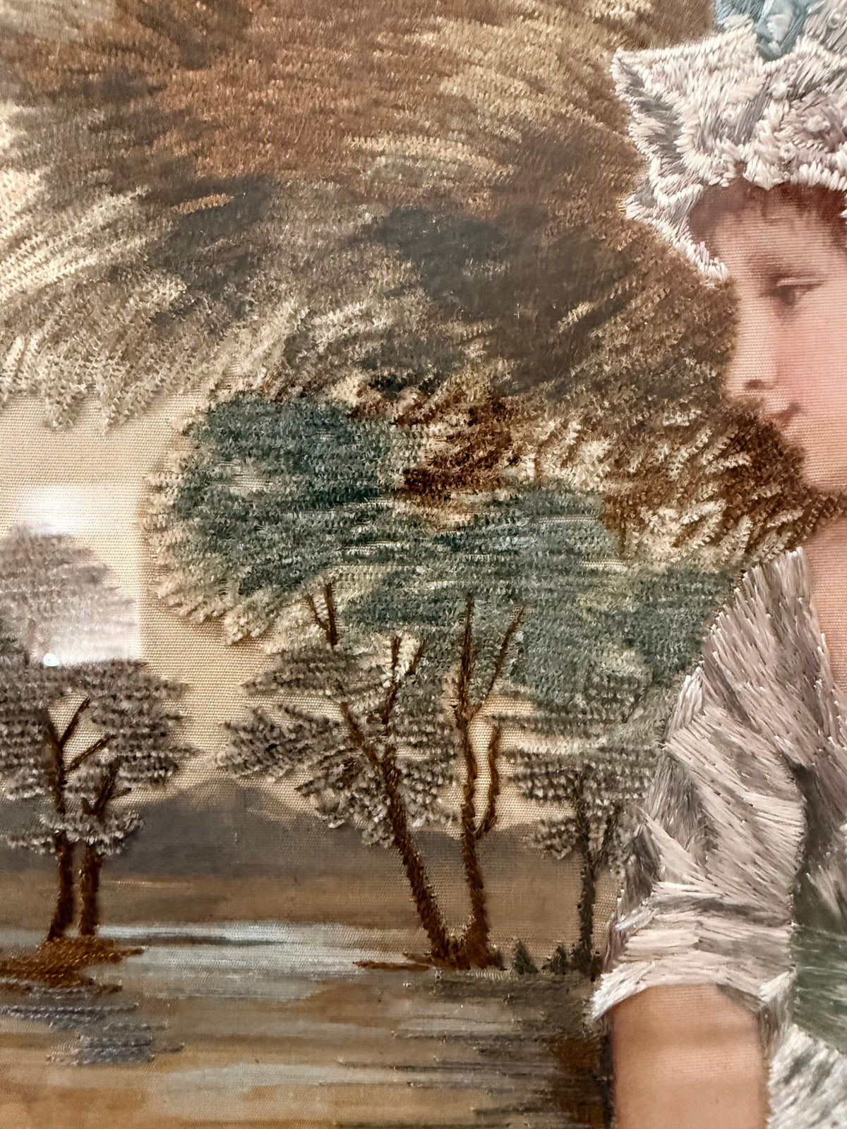 After Joshua Reynolds: Exquisite Silk Needlework C1910