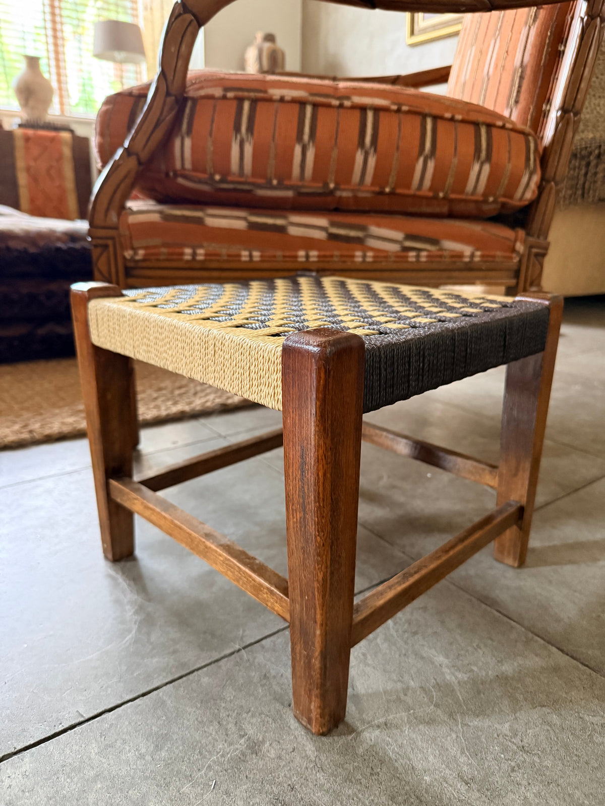 Midcentury Woven Stool 1