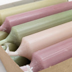 10 Mixed Short Dinner Candles | Pink & Green Assortment