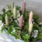 10 Mixed Short Dinner Candles | Pink & Green Assortment