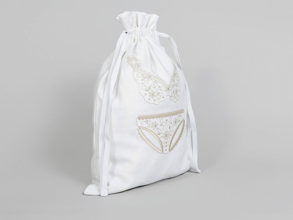 Linen Underwear Bag Natural on White