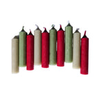 10 Short Dinner Candles | Green & Red Assortment