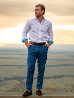 Royal Blue Suit Trousers - Linen, Wool & Silk