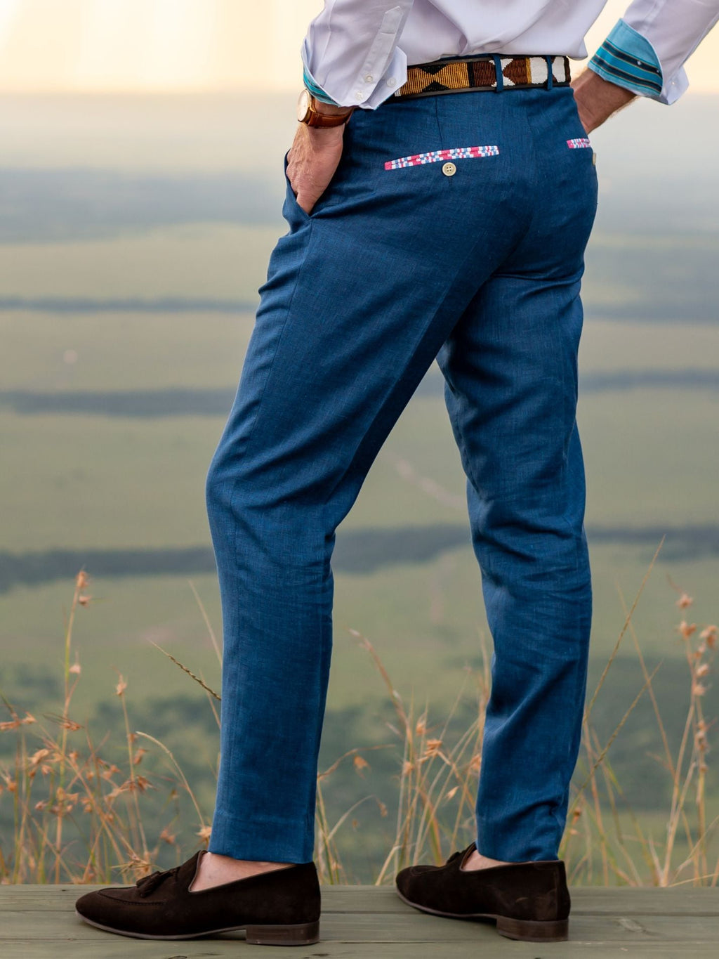 Royal Blue Suit Trousers - Linen, Wool & Silk