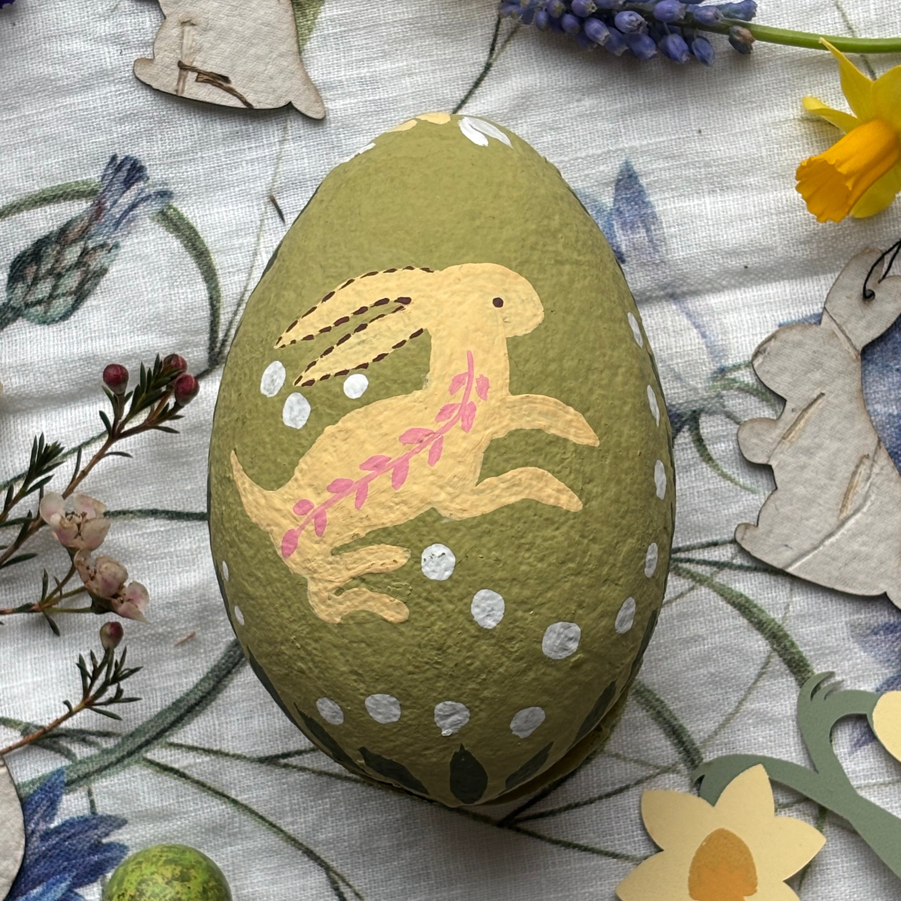 Hand Painted Paper Mache Easter Egg Container