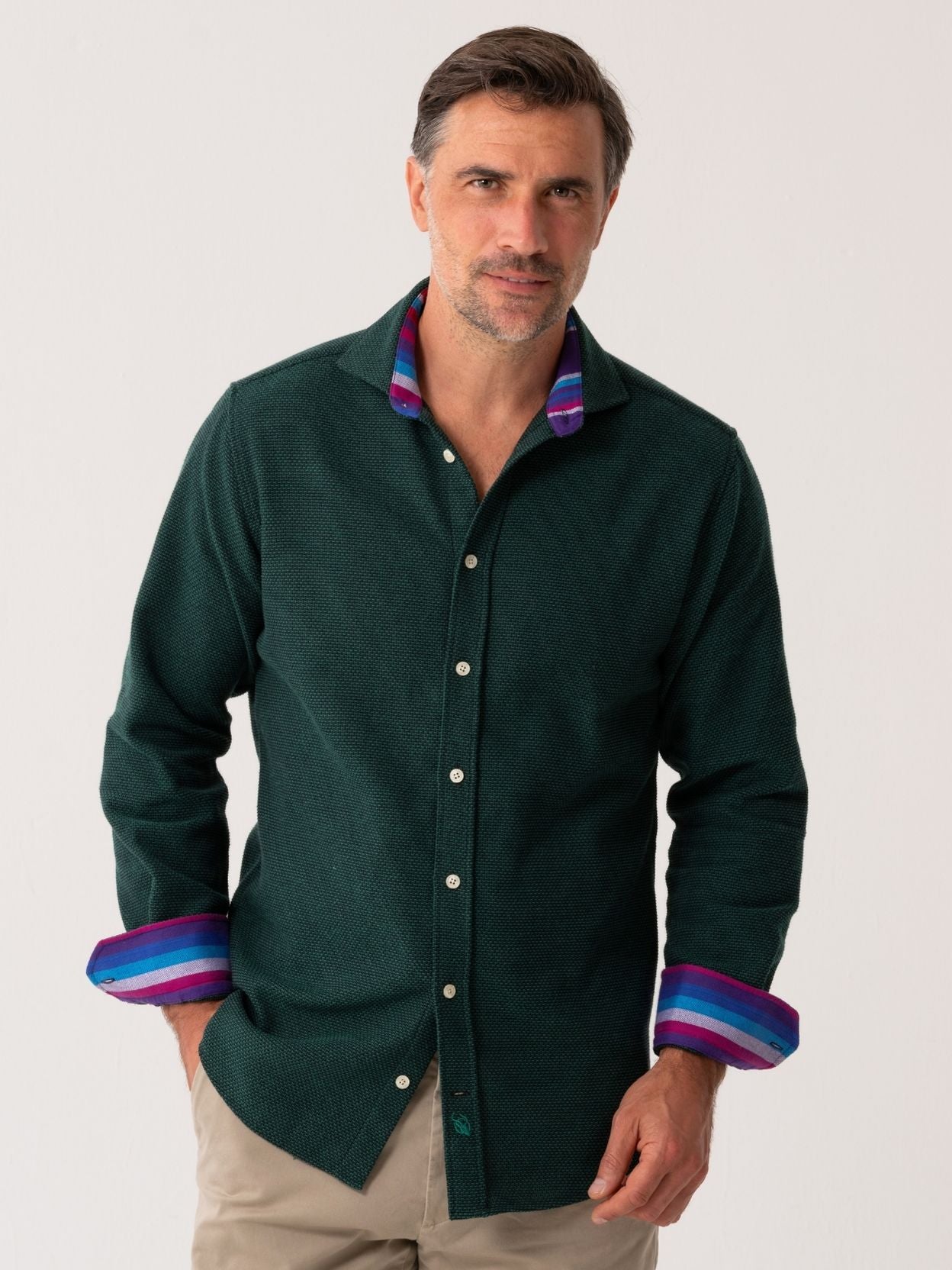The Kikapu Shirt – Green Basketweave Knit