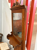 1920s French Oak Vanity or Shaving Mirror with Towel Rail