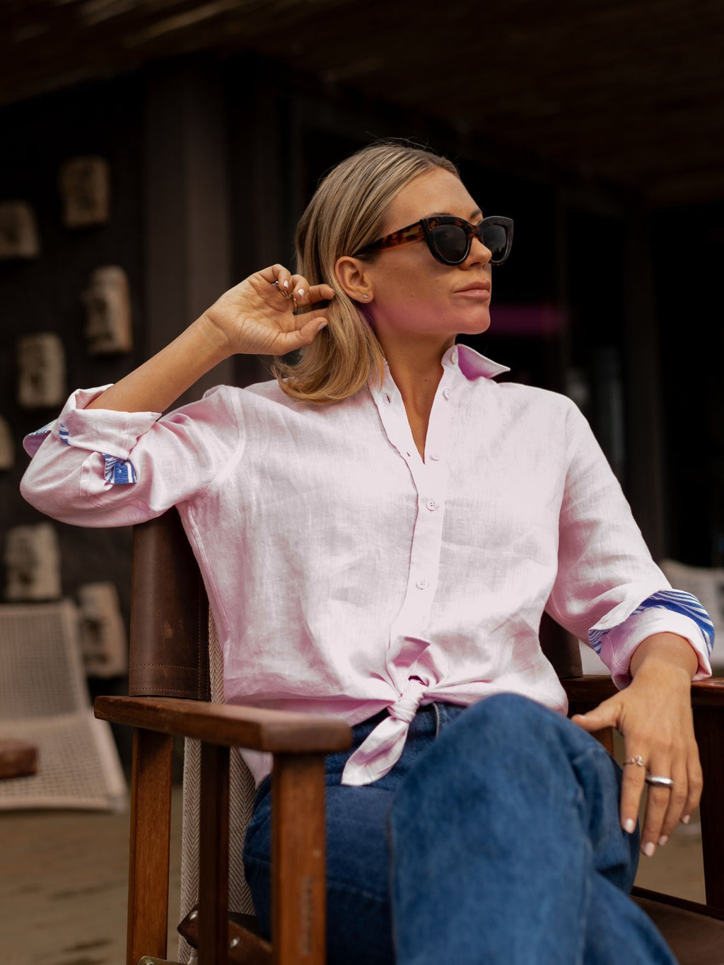Women's Flamingo Pink Linen Shirt