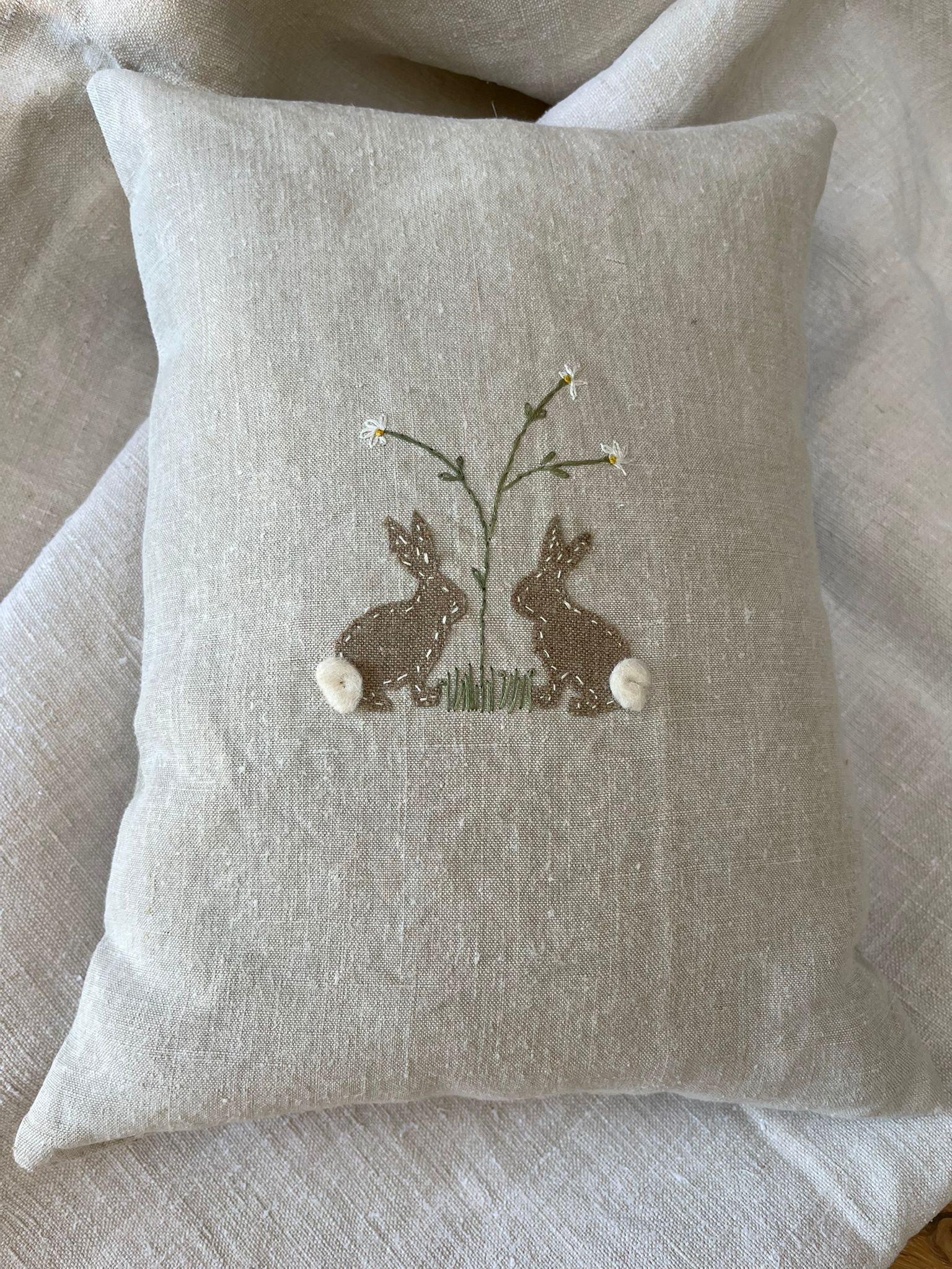 Large Double Bunnies Lavender Pillow