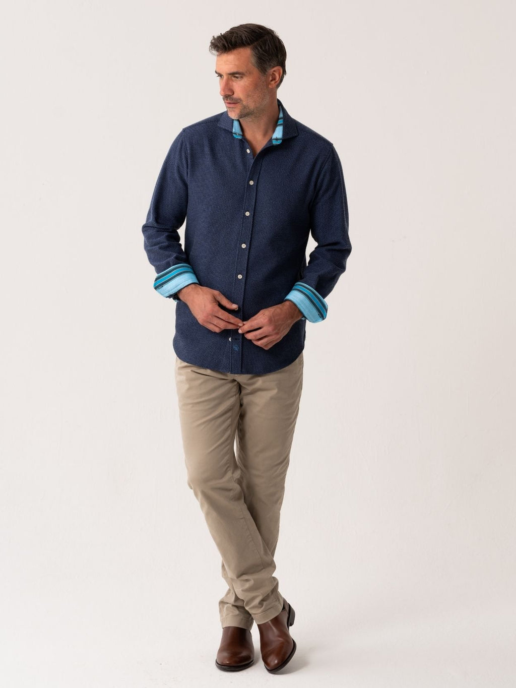 The Kikapu Shirt – Navy Basketweave Knit