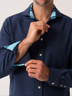 The Kikapu Shirt – Navy Basketweave Knit