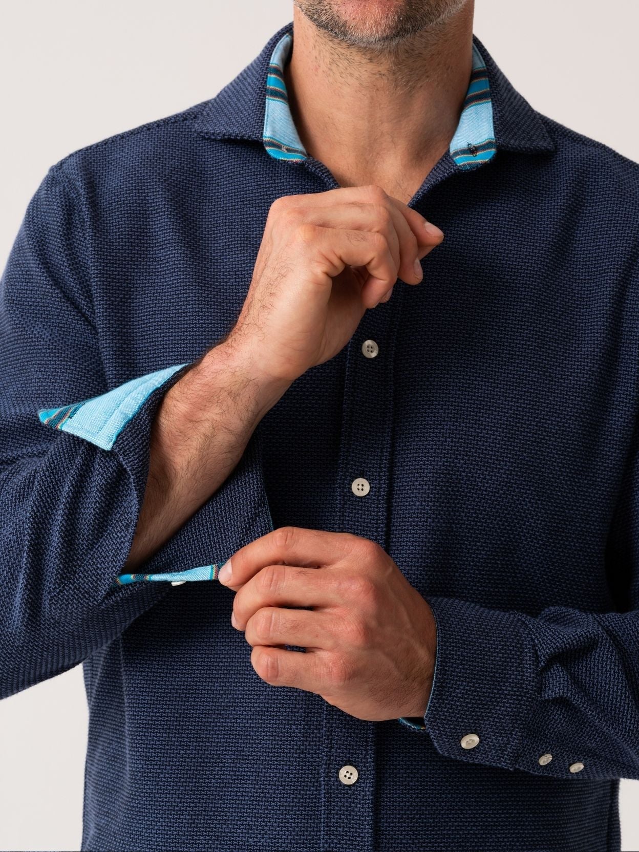 The Kikapu Shirt – Navy Basketweave Knit