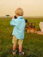 Boys Turquoise Cotton/Linen Shirt
