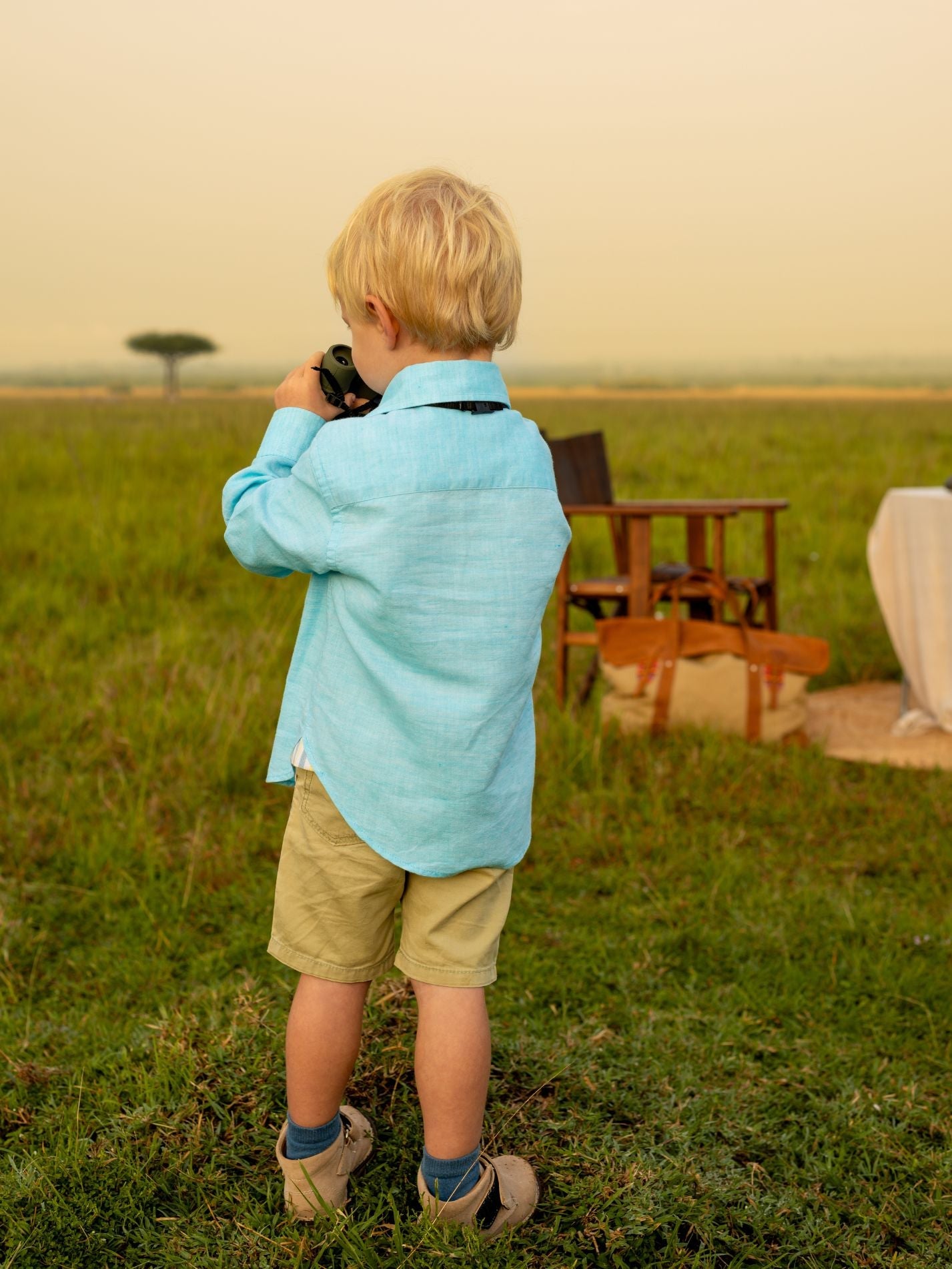 Boys Turquoise Cotton/Linen Shirt