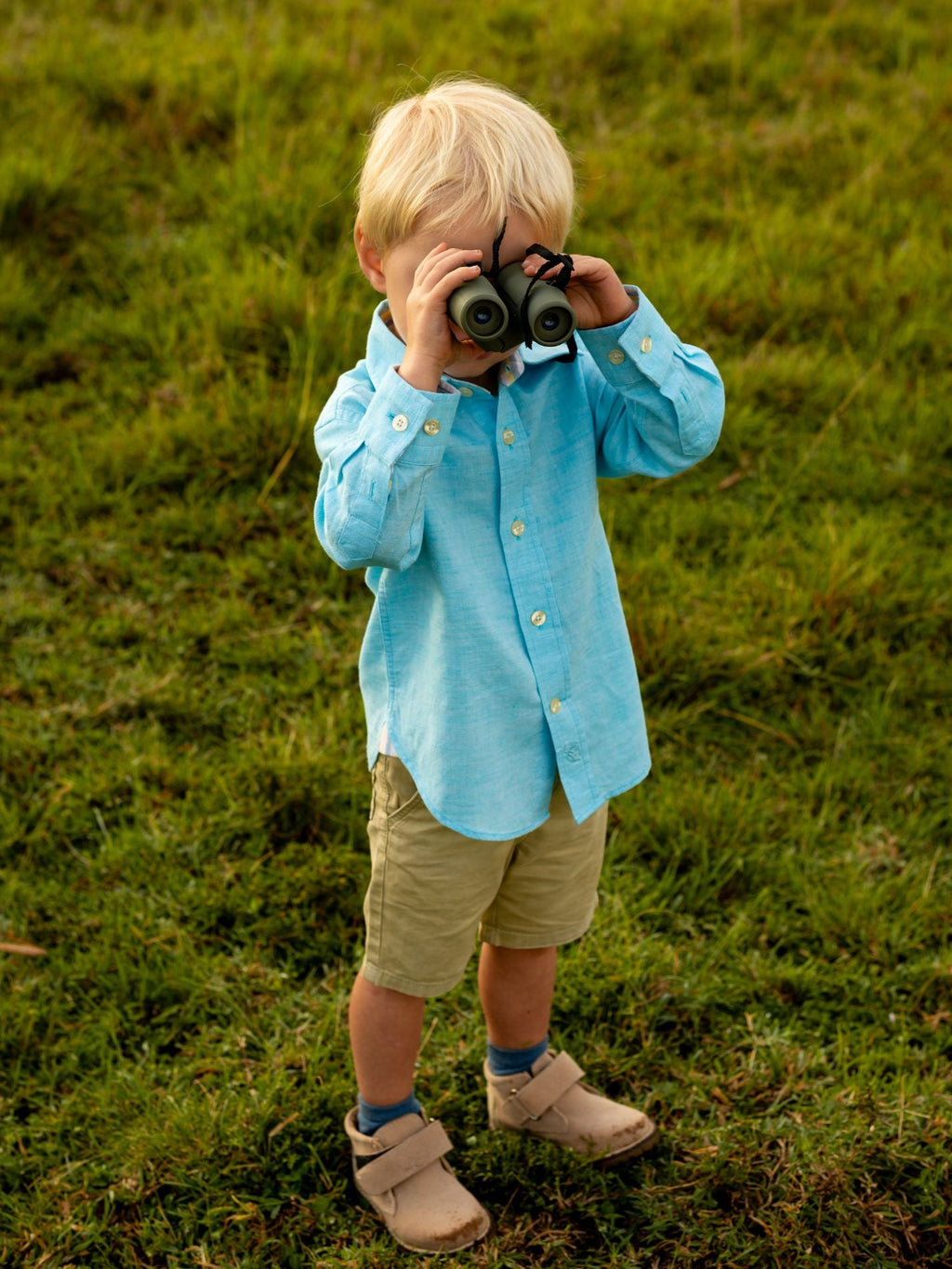 Boys Turquoise Cotton/Linen Shirt