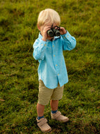 Boys Turquoise Cotton/Linen Shirt