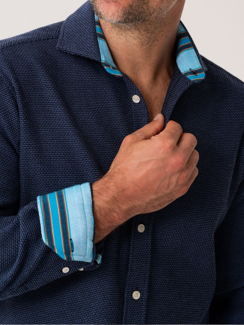 The Kikapu Shirt – Navy Basketweave Knit