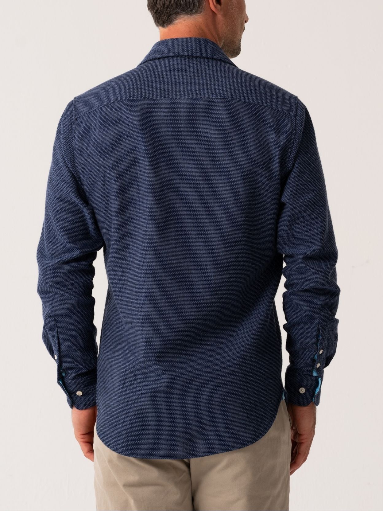 The Kikapu Shirt – Navy Basketweave Knit