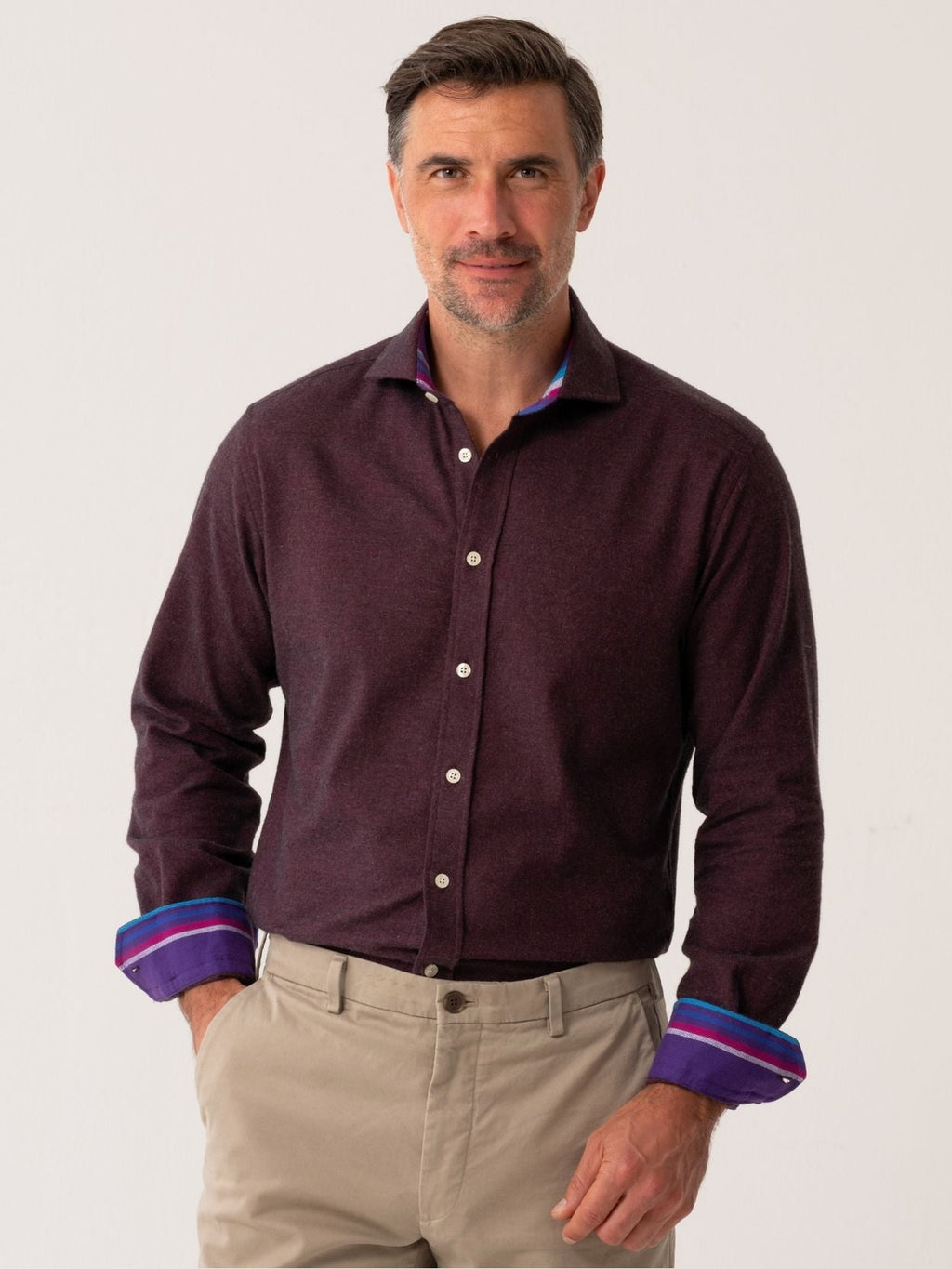 Burgundy Cotton-Cashmere Shirt