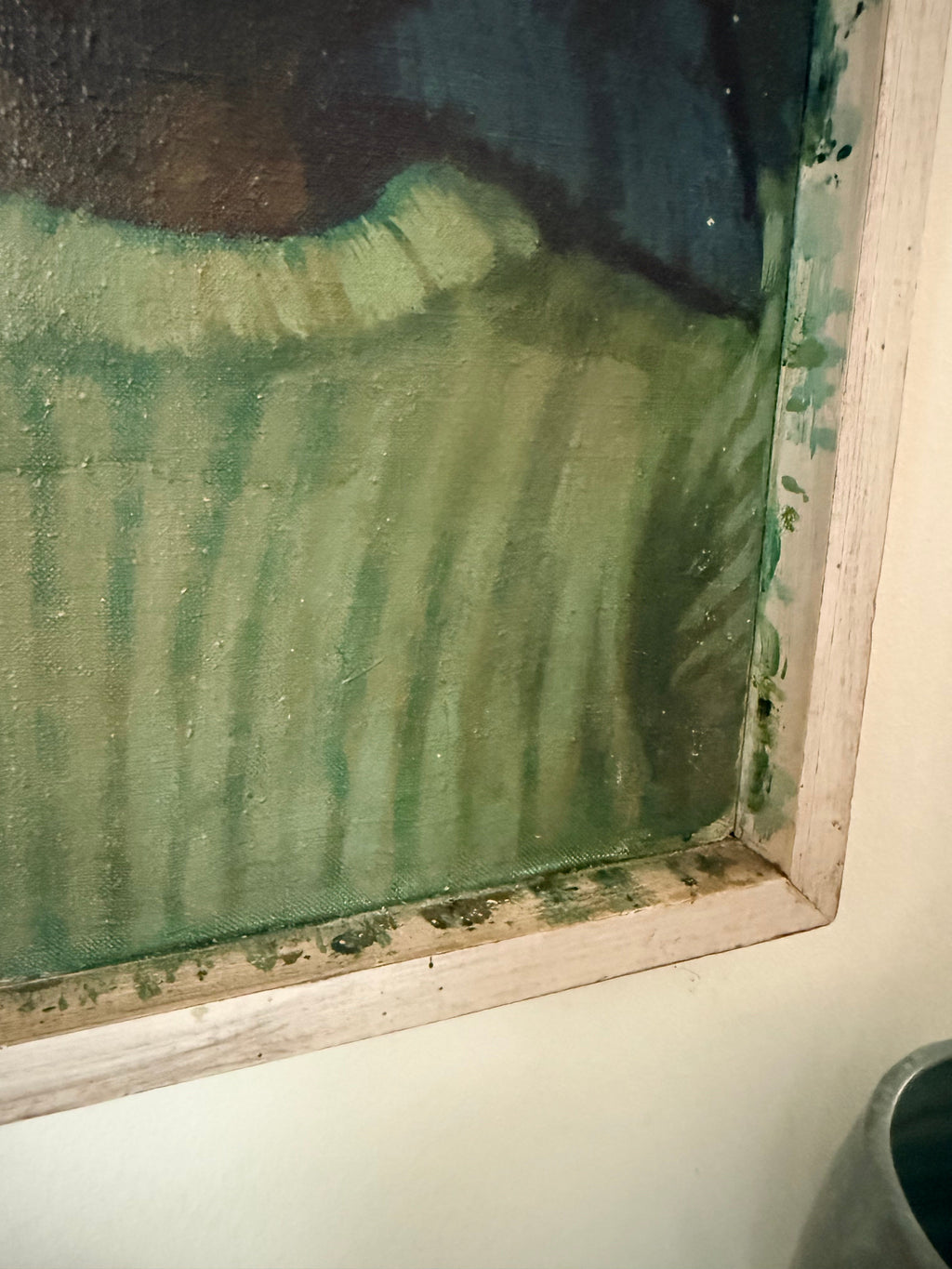 Midcentury Oil on Canvas: Portrait in Blue