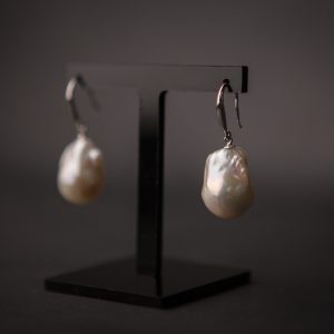 GIANT BAROQUE PEARL EARRINGS - SILVER