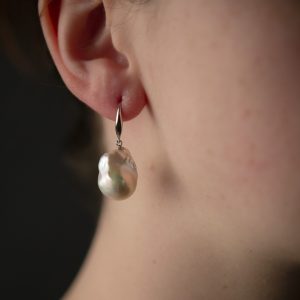 GIANT BAROQUE PEARL EARRINGS - SILVER