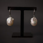 GIANT BAROQUE PEARL EARRINGS - SILVER