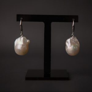 GIANT BAROQUE PEARL EARRINGS - SILVER