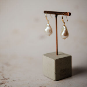 GIANT BAROQUE PEARL EARRINGS - GOLD