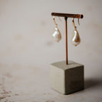 GIANT BAROQUE PEARL EARRINGS - GOLD