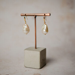 GIANT BAROQUE PEARL EARRINGS - GOLD