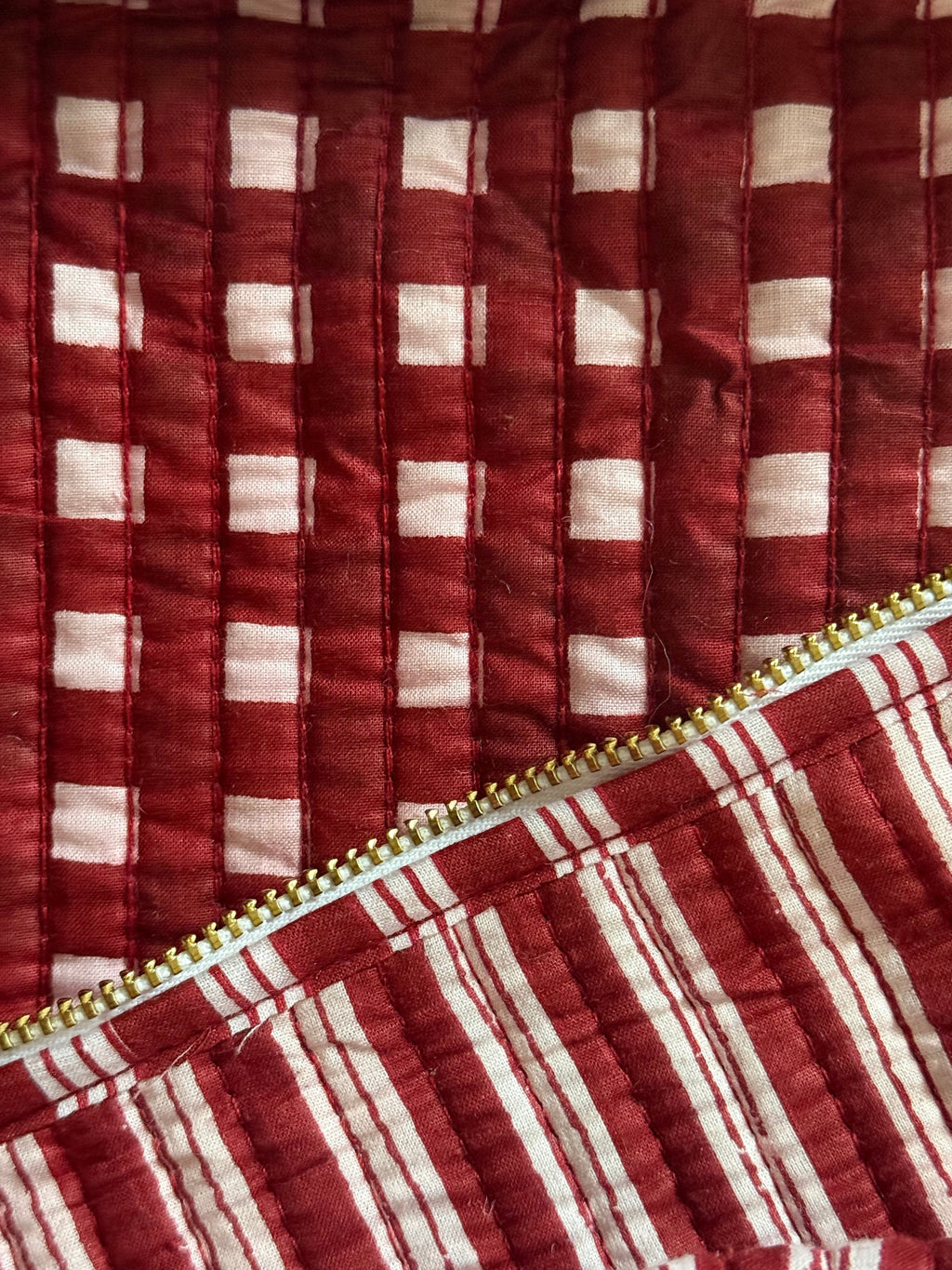 Quilted Weekender Bag - Burgundy Stripe