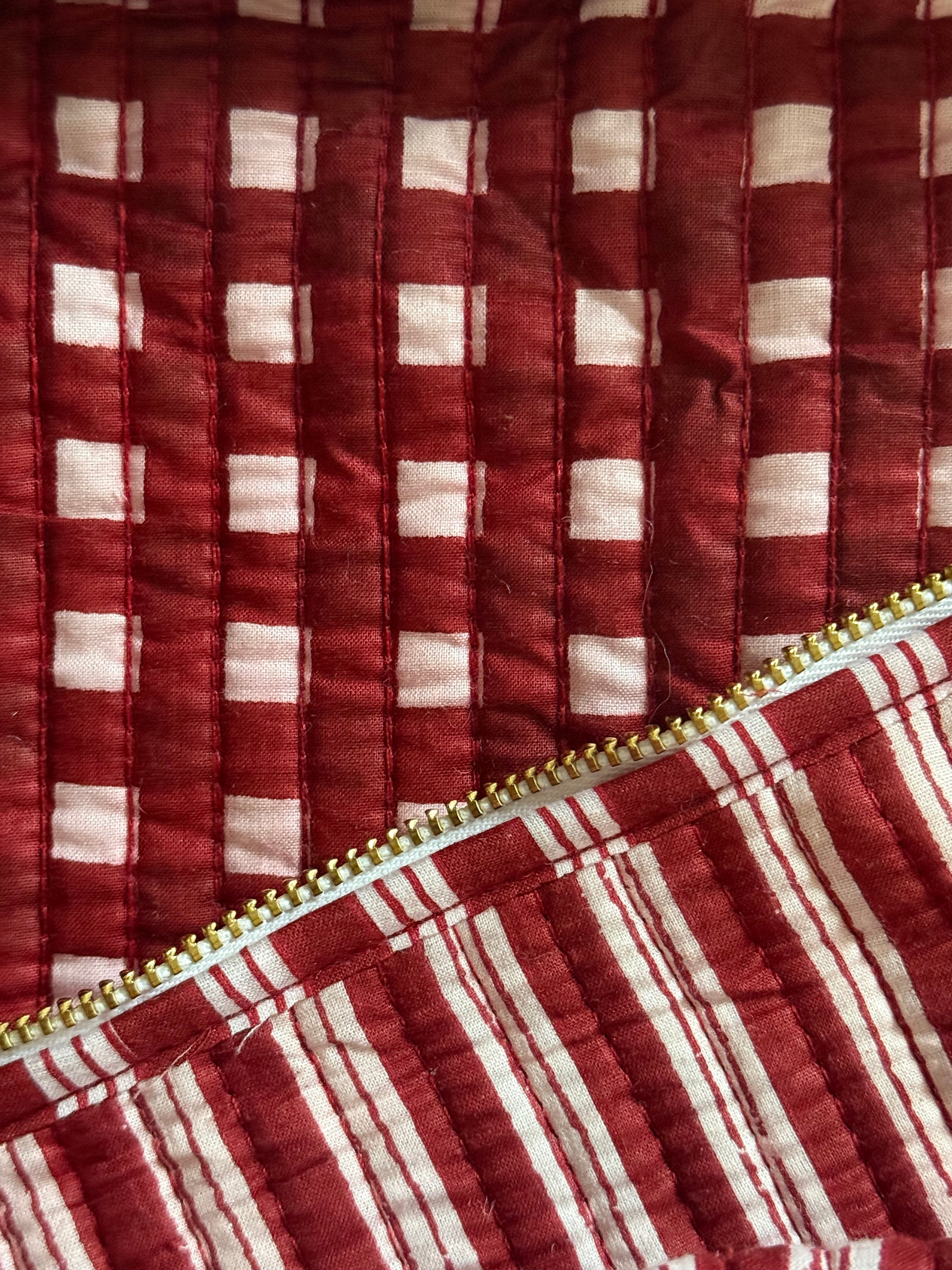 Quilted Weekender Bag - Burgundy Stripe