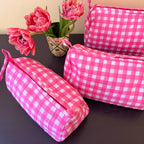 PINK CHECK cosmetic bag