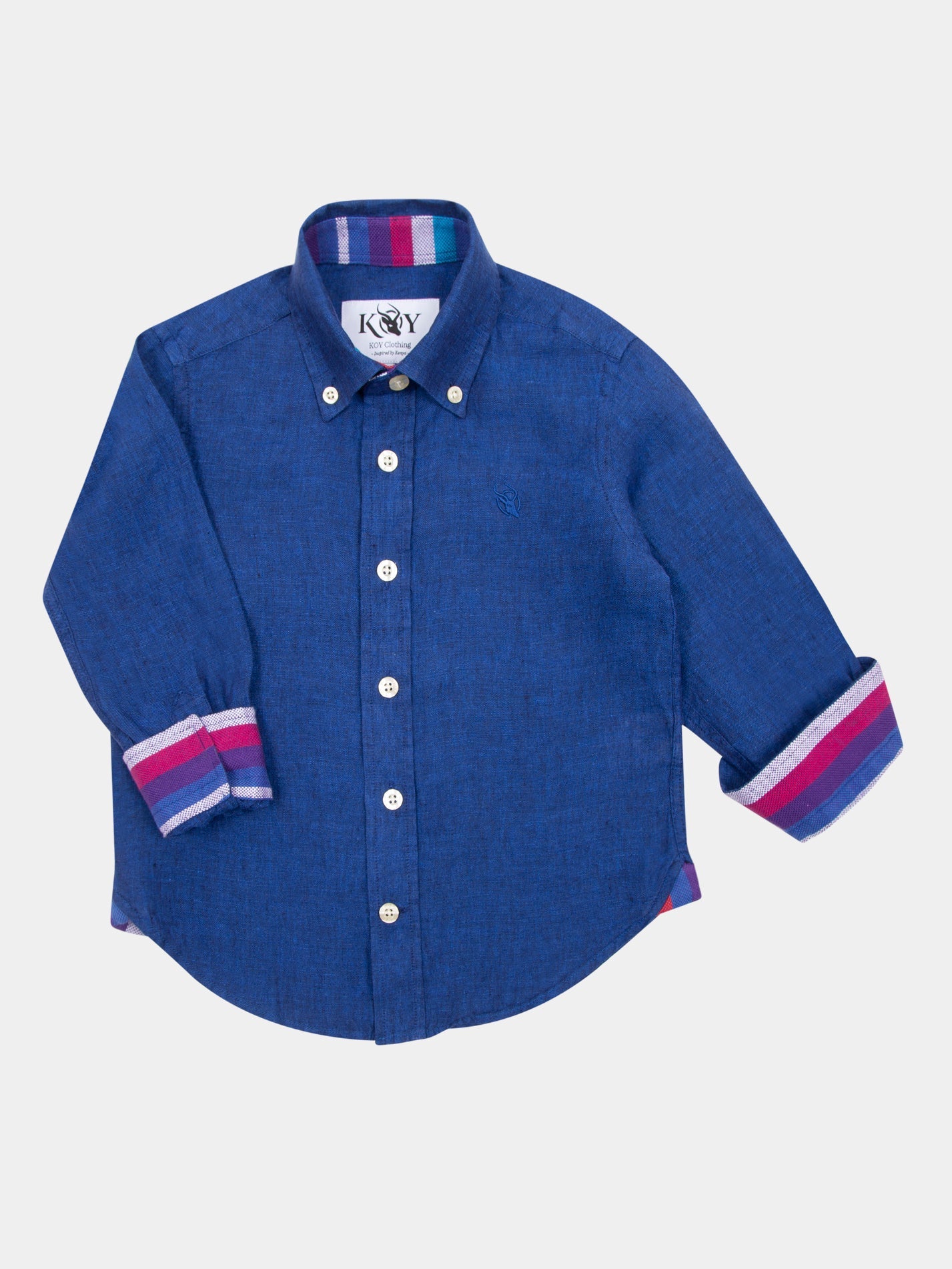 Boys Royal Blue Linen Shirt