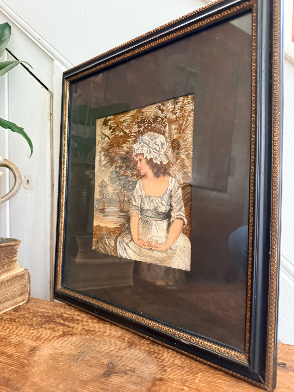 After Joshua Reynolds: Exquisite Silk Needlework C1910